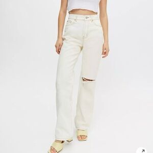 Urban Outfitters BDG Loose Straight Jean Destroyed Ivory Denim Size 24 SOLD OUT